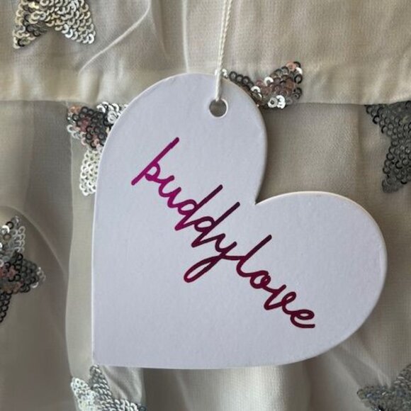 BuddyLove Womens Sequin Star Top White Puffy Long Sleeve Fashion Elegant outfit - Picture 8 of 16